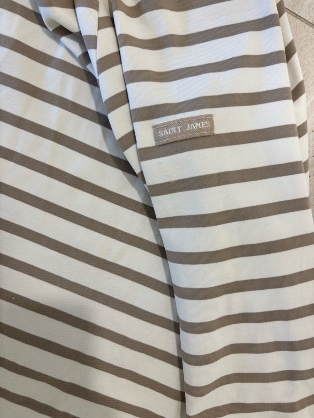 Saint James Garde-Côte Breton shirt in cream and tan - Picture 6 of 8